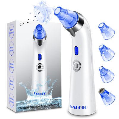 Blackhead Remover Pore Vacuum, Face Suction Pore Cleaner, 5 Suction Power Electric Blackhead Suction Remover, Extractor Tool, 4 Probes for Women &amp; Men (Blue