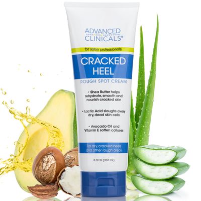 Advanced Clinicals Cracked Heel Foot Cream Skin Care Moisturizer Lotion For Feet W/Shea Butter | Helps Heal Cracked Skin, Rough Spots, Calluses, &amp; Dry Skin | Foot Lotion | Hand Lotion| Large 8 Fl Oz