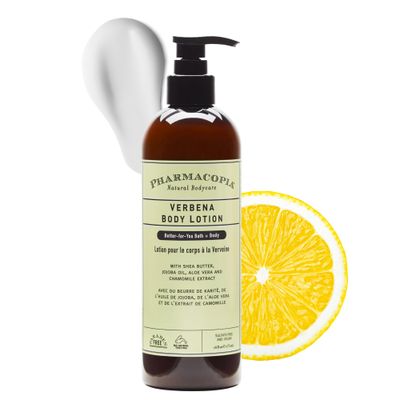 Pharmacopia Verbena Body Lotion - Hydrating Natural Moisturizer with Aromatherapy Benefits - Cruelty-Free Vegan Skin Care - Shea Butter, Aloe Vera, and Jojoba Oil - Lotion for Dry Skin, 16 oz