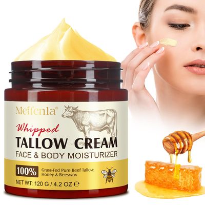 Meifenla Beef Tallow for Skin, Tallow and Honey Cream Natural Tallow Face Moisturizer, Organic Hydrating Beef Tallow Balm Deeply Moisturizing for Face &amp; Body Skin Care