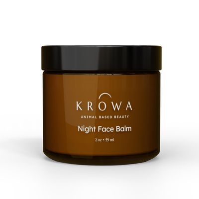 Krowa Night Face Balm - Grass Fed Tallow Cream w/Essential Oils. Growth Factors &amp; Stem Cells for Natural Skin Rejuvenation. Collagen and Elastin to Boost Skin Renewal. Clean Beauty, No Additives