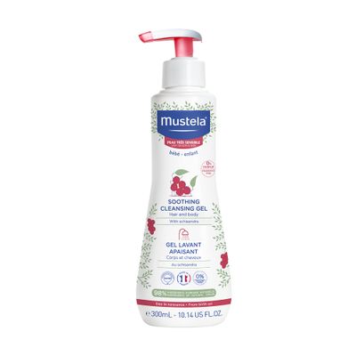 Mustela Baby Soothing Cleansing Gel - Fragrance-Free Hair &amp; Body Wash for Very Sensitive Skin - with Natural Avocado Perseose &amp; Schizandra Berry - 10.14 fl. oz.