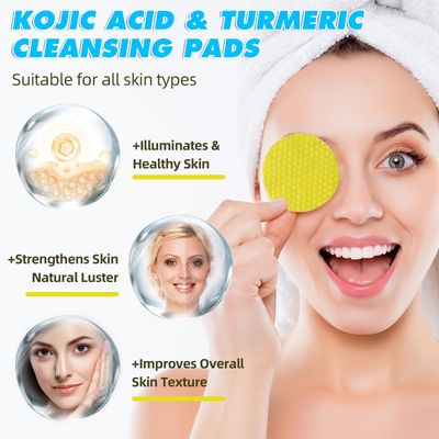 Tooffi Turmeric Cleansing Pads for Face,60PCS Face Turmeric Pads,Turmeric Cleansing Pads for Dark Spots,Turmeric Exfoliating Pads for Face and Body with Vitamin B5 Vitamin C for Body's Skin