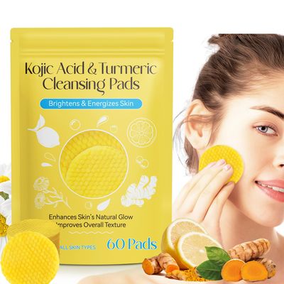 Tooffi Turmeric Cleansing Pads for Face,60PCS Face Turmeric Pads,Turmeric Cleansing Pads for Dark Spots,Turmeric Exfoliating Pads for Face and Body with Vitamin B5 Vitamin C for Body&#39;s Skin