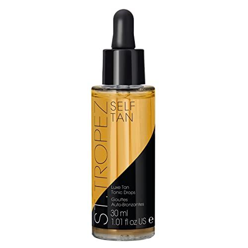 St.Tropez Luxe Tan Tonic Glow Drops, 5-in-1 Face Self Tanning Drops, Niacinamide, Hyaluronic Acid, Vitamin C &amp; E, Vegan, Natural &amp; Cruelty Free, 1 Fl Oz