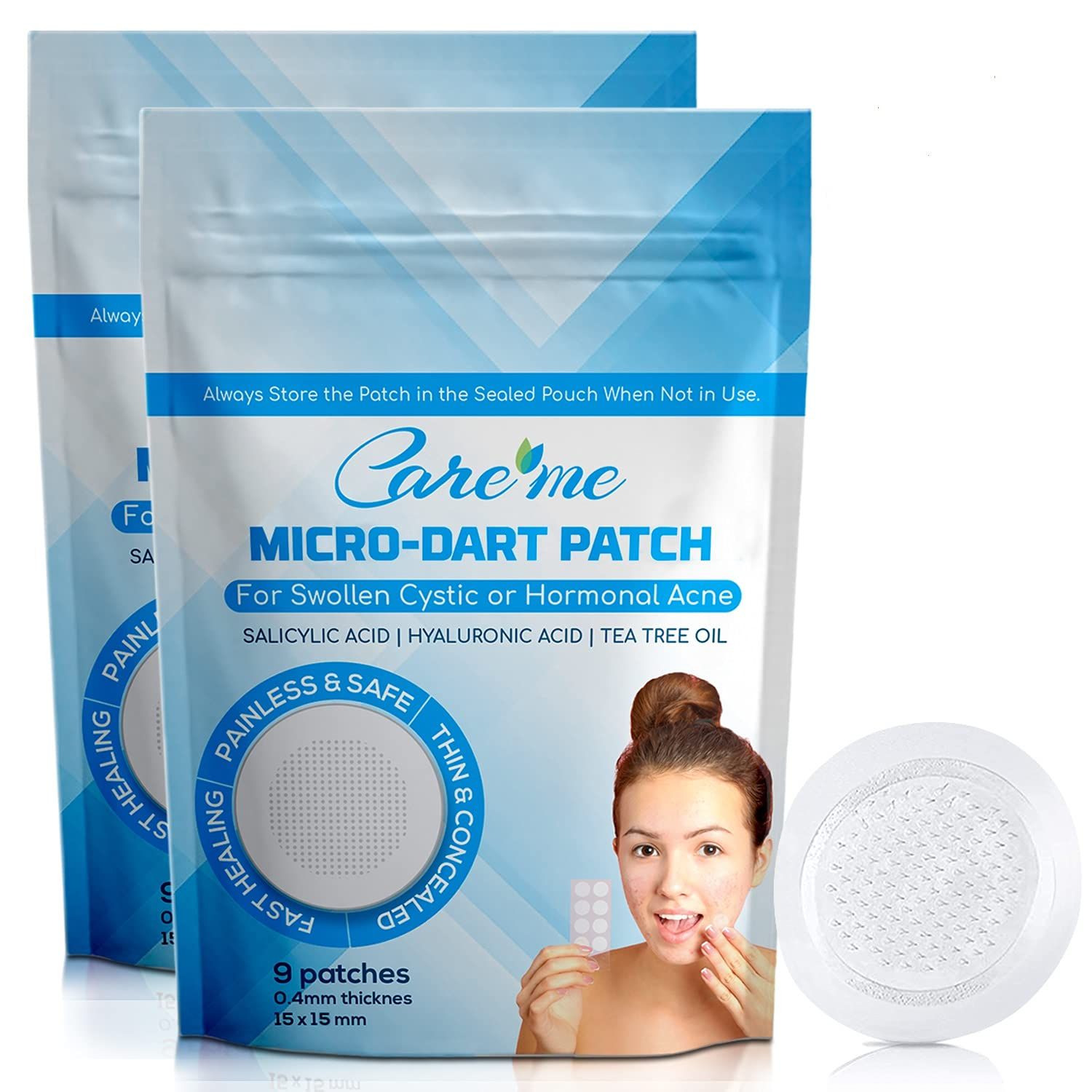 Microdart Acne Patch with 173 Micropoints (2 Pack of 18 Stickers) - Perfect Spot Treatment for Cystic, Inflamed &amp; Hormonal Pimples, Zits &amp; Breakouts - Fast Relief for Clearer Skin