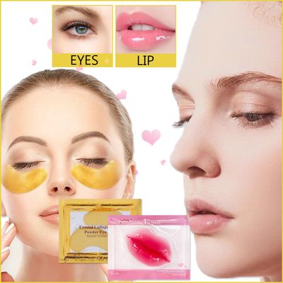 Sulily 30 Pairs Lip Masks &amp; 24K Gold Gel Eye Masks,Crystal Collagen Eye Patches for Puffy Eyes,Moisturizing&amp; Reducing Fine Lines Dark Circleeye Patches for Women Men