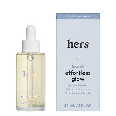 hers Effortless Glow Face Oil - Anti Aging Facial Oil for Glowing Skin - Softens, Hydrates, Smoothes Wrinkles - Contains Jojoba Oil, Tea Tree Oil, Rosehip - 1 fl Oz