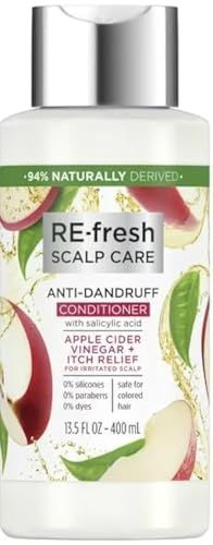 re-fresh Scalp Care Silicone-Free Apple Cider Vinegar Anti-Dandruff Itchy Scalp Relief Conditioner 13.5 fl oz (Pack of 2)