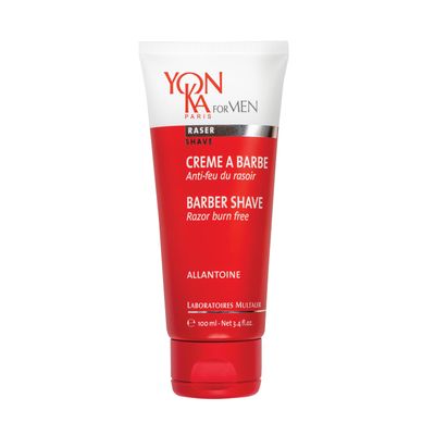 Yon-ka Men&#39;s Barber Shave Cream - Razor Burn Free Shaving Cream with Citrus Oils, Patchouli &amp; Peppermint, Soothes Sensitive Skin, Allantoin &amp; Vitamin B5, for Thick Beards &amp; Smooth Shaves (100ml)