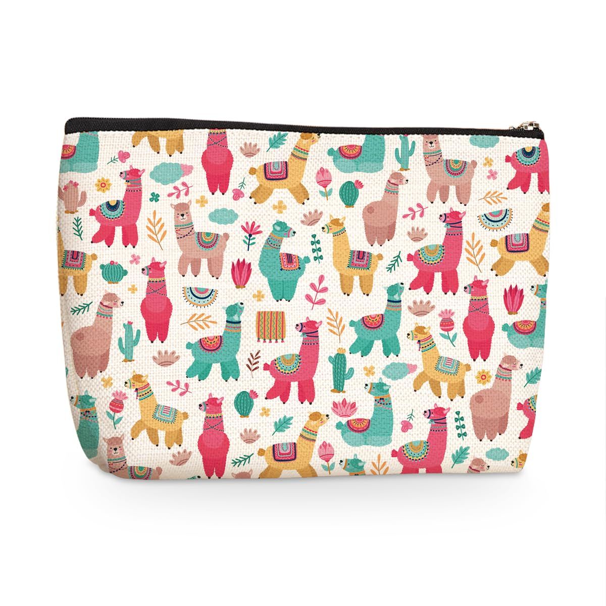 Wenboco Llama Gifts Makeup Bag Llama Stuff Decor Animal Lover Gifts for Female Llama Lovers Sister Daughter Niece Friend Bestie Coworker Colleagues Graduation Birthday Friendship Llama Cosmetic Bag