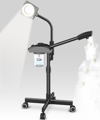 TASALON Professional Ionic Facial Steamer, 2-in-1 Face Steamer for Facial with 3X Magnifying Foldable Arm, Mist Face Steamer Salon Spa Beauty Skin Care Equipment, Aroma Therapy Nozzle Included- Blcak