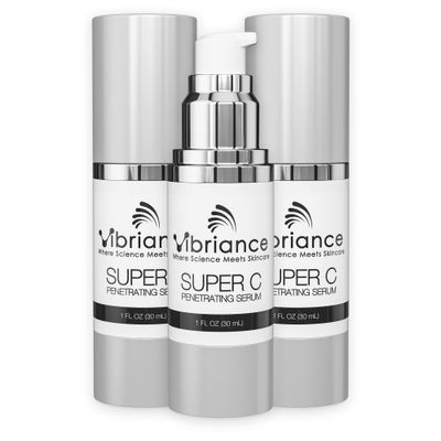 Vibriance Super C Serum for Mature Skin, Made in USA, All-in-One Vitamin Formula Hydrates, Firms, Lifts, Smooths, Targets Age Spots, Wrinkles, 1 fl oz - Pack of 3