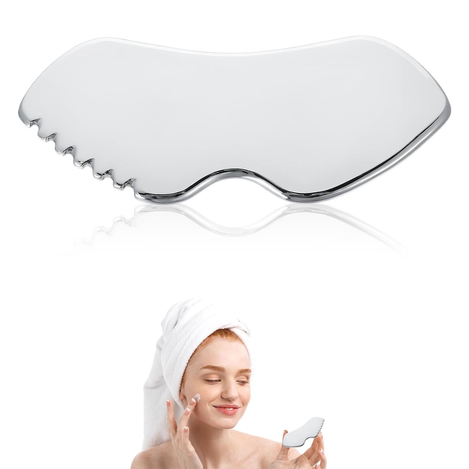 YUXIANLB Gua Sha Facial Tools Stainless Steel Massage Tools 1 Pcs Metal Facial Massage Plate Lip-Shaped Scraping Board For Face Neck Lymphatic Drainage Massage Skin Care Facial Cream Application Tools