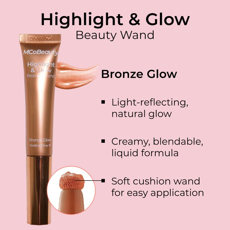 MCoBeauty Highlight &amp; Glow Beauty Wand, Bronze Glow, Luminous Highlight for Radiance Skin, Vegan, Cruelty Free Cosmetics