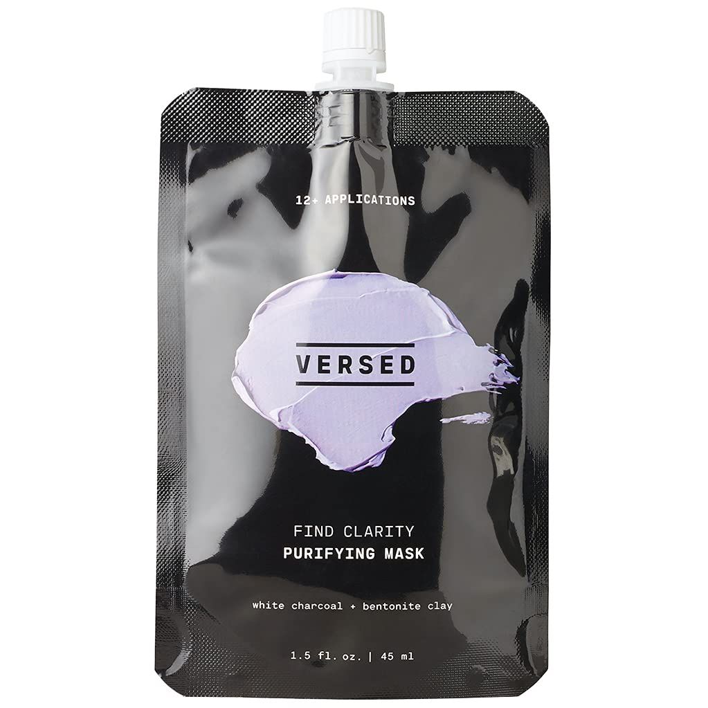 Versed Find Clarity Purifying Clay Mask - Clay and Charcoal Hydrating Facial Mask for Blemish Treatment - Blackhead Remover and Exfoliator - Vegan (1.5 fl oz)