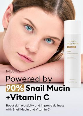MISSHA Cell Renew Snail Mucin Vitamin C Toner 5.07 Fl oz - Korean Skincare Facial Toner for Glass Skin, 90% Snail Mucin Vita Complex, Deep Hydration, Improves Skin Texture, Paraben Free