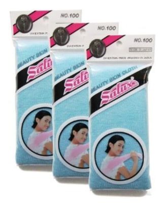 Salux Nylon Japanese Beauty Skin Bath Wash Cloth/towel (3) Blue
