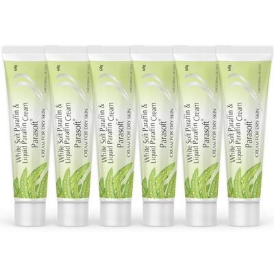 Parasoft Cream for Dry &amp; Dehydrated Skin Intense Moisturizer, Nourishing Cold Cream &amp; Winter Cream with Goodness of Aloe vera for both Men &amp; Women - 60GM (Pack of 6)
