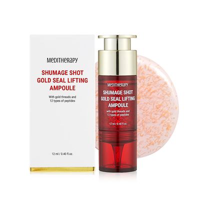 MEDITHERAPY Shumage Shot Gold Seal Lifting Ampoule, Gold Threads and Collagen Serum for Anti-wrinkles, Lifting Ampoule, Glowing Skin, Korean Skincare, 0.4 fl.oz.