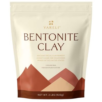 YARELI Bentonite Clay Powder Facial Mask &amp; Detox Bath, Pure Indian Healing Clay, 2lb (32oz)