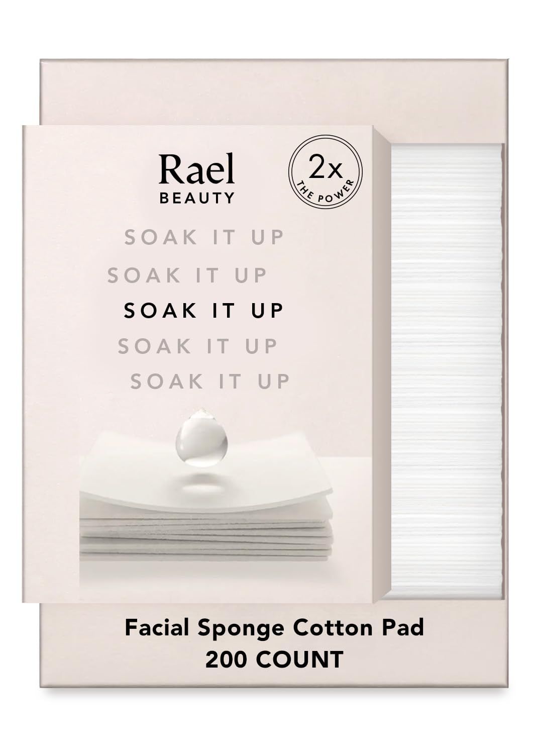 Rael Skin Care, Cotton Pads for Face - Facial Sponge Pads, Square Cotton Pads for Face Toner, Makeup Remover and Facial Cleansing, Lint Free, Soft and Thin, Rayon (200 Count)