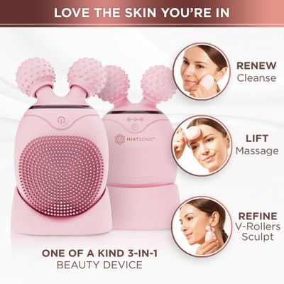 MintSonic Face Roller for Wrinkles and Lifting Alternative - Silicone Face Scrubber Exfoliator, Electric Face Massage Tool for Lymphatic Drainage, Massager for Face and Neck, Facial Cleansing Brush