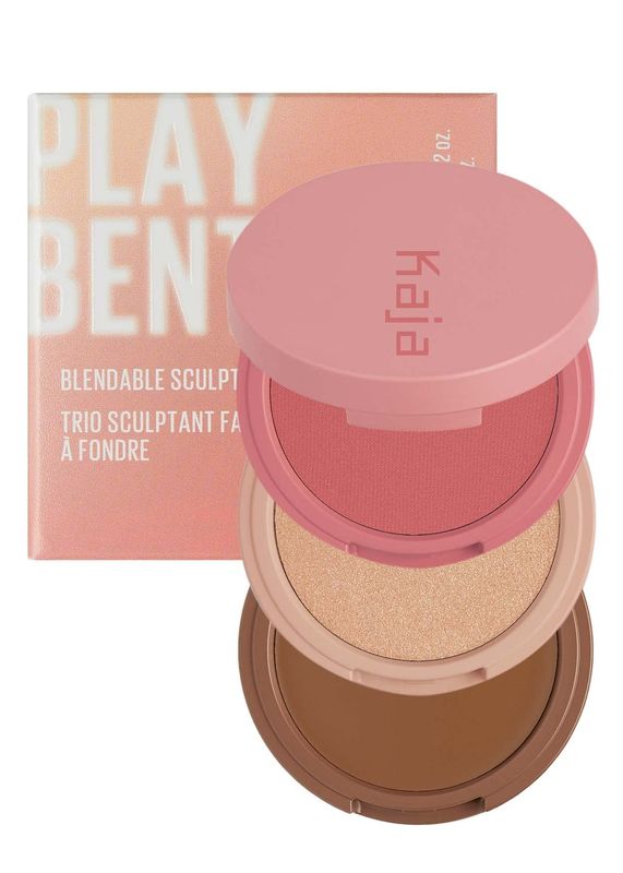 Kaja 3-in-1 Blendable Sculpting Trio - Play Bento | with Mango Seed Butter, Cream Bronzer, Powder Blush, and Highlighter, Valentine&#39;s Day Gift, 02 Cloud Latte