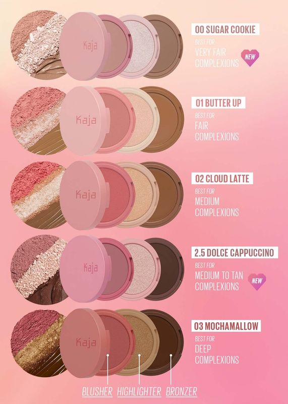 Kaja 3-in-1 Blendable Sculpting Trio - Play Bento | with Mango Seed Butter, Cream Bronzer, Powder Blush, and Highlighter, Valentine's Day Gift, 02 Cloud Latte