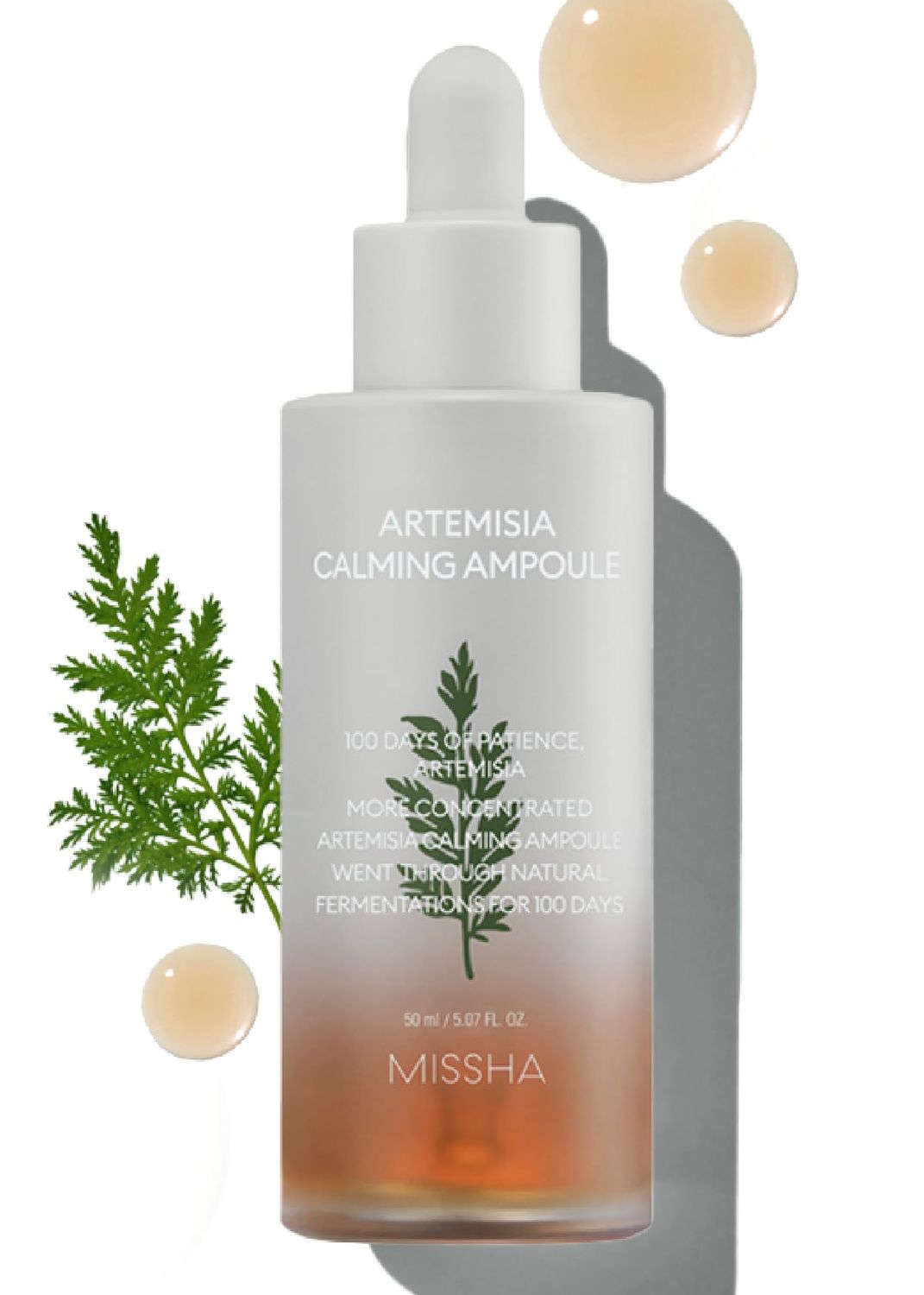 MISSHA Artemisia Calming Ampoule 1.69 Fl oz / 50ml - Face Serum for Sensitive Skin, Korean Skin Care with Double-Fermented Mugwort Extract, Soothes Redness, Acne &amp; Irritation