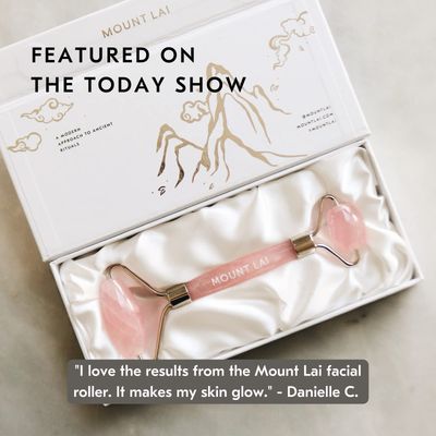 Mount Lai - The De-Puffing Rose Quartz Face Roller | Certified Rose Quartz Stone for Anti-Aging Skincare | Rose Quartz Face Massage Roller to De-Puff and Soothe to Reveal Radiant Skin