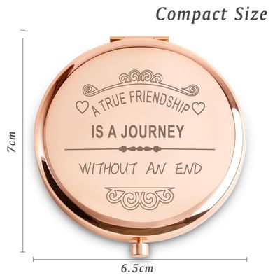 MLLXX Friendship Gifts for Women Girls, Personalized Engraved Compact Mirrors Basket Stuffers for Sister Bestie, Unique Female Friend Presents for Valentines Day Galentines Birthday