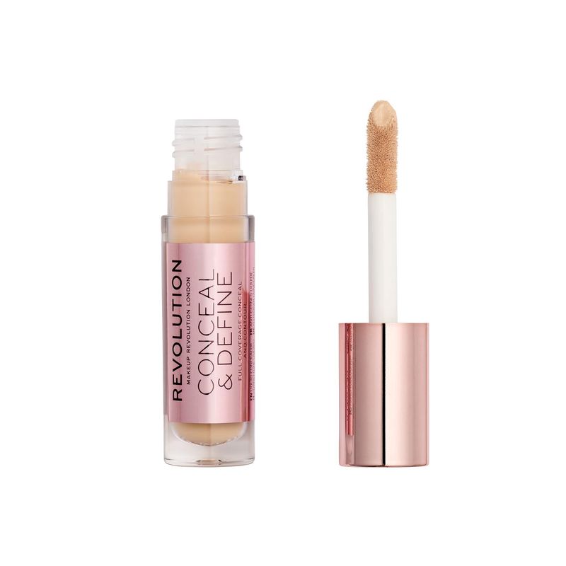 Makeup Revolution Conceal &amp; Define Concealer, Full Coverage Makeup Concealer, Matte Finish &amp; Long Wear, For Fair Skin Tones, Vegan, C5, 4ml