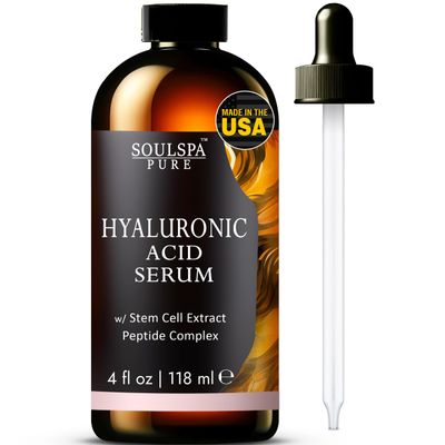 SOULSPA PURE Hyaluronic Acid Serum for Face with Peptides - Deep Hydration Facial Serum - Anti-Aging Face Serum for Women - 4 fl oz