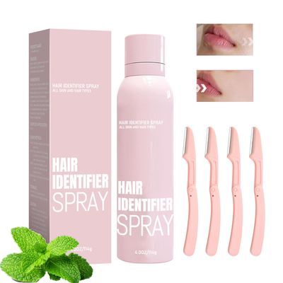 UgyDuky Hair Identifier Spray for Face Shaving, Dermaplaning Spray to Show Facial Hair, Skin Body Face Shaving Powder Spray for Women, Facial Hair Removal Spray for All Skin and Hair Types(Pink)