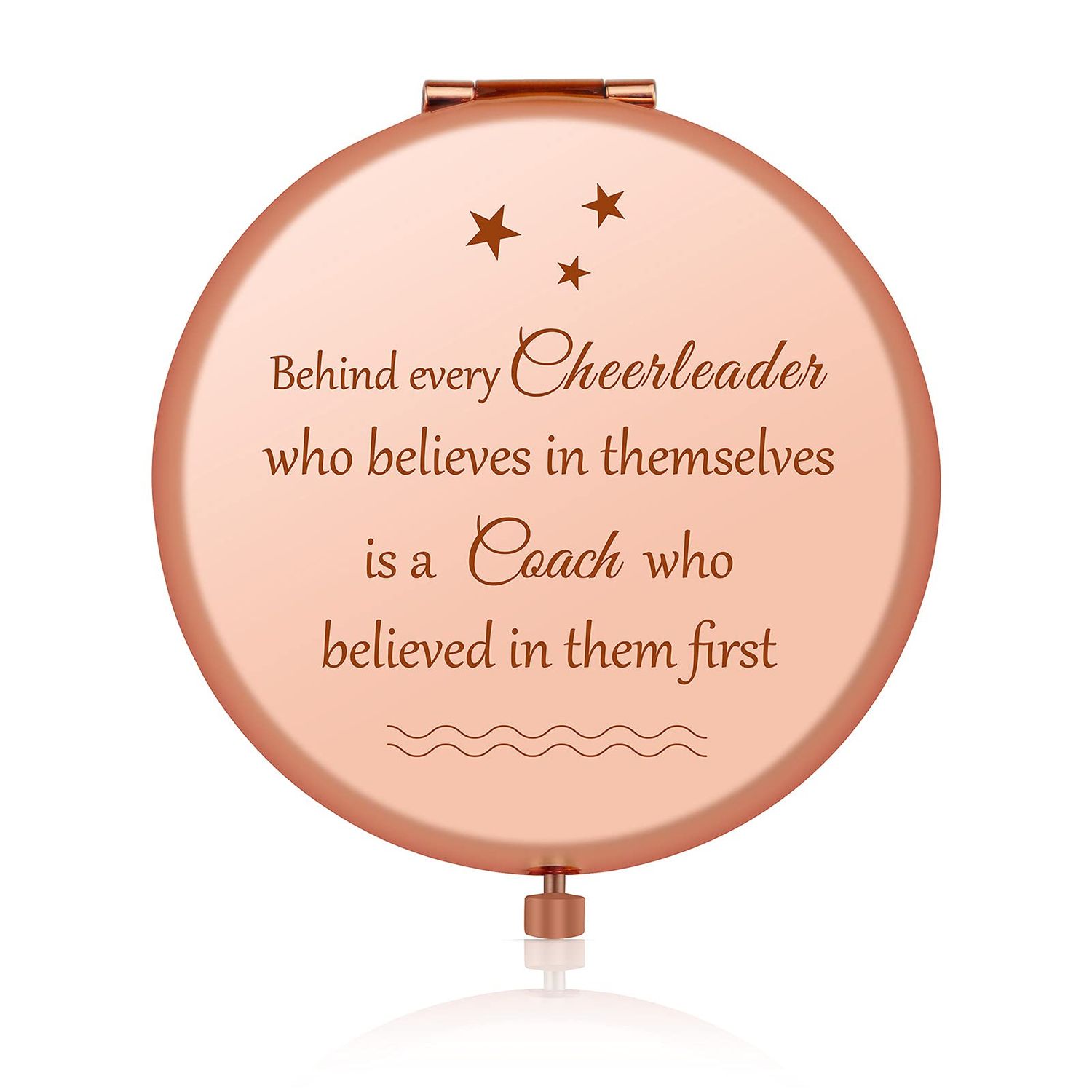 Jielahua Cheer Coach Gift Cheerleader Gifts Appreciation Gift for Cheerleading Coach Rose Gold Compact Mirror Cheer Mom Gift Retirement Gift Thank You Gift for Cheer Coaches Pocket Makeup Mirror