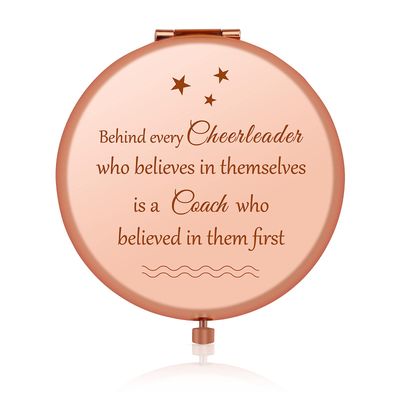 Jielahua Cheer Coach Gift Cheerleader Gifts Appreciation Gift for Cheerleading Coach Rose Gold Compact Mirror Cheer Mom Gift Retirement Gift Thank You Gift for Cheer Coaches Pocket Makeup Mirror