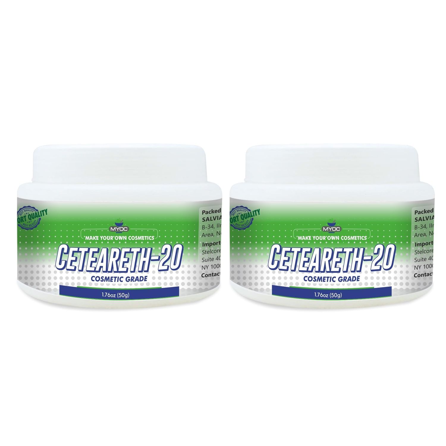 MYOC Ceteareth-20 - 50 Gm (1.76 Oz), Pure White Ceteareth-20, Cetearyl Alcohol/Ceteareth 20, Ceteareth-20 for Emulsifying, Ceteareth-20 for Soap, Ceteareth-20 Bulk- Pack of 2