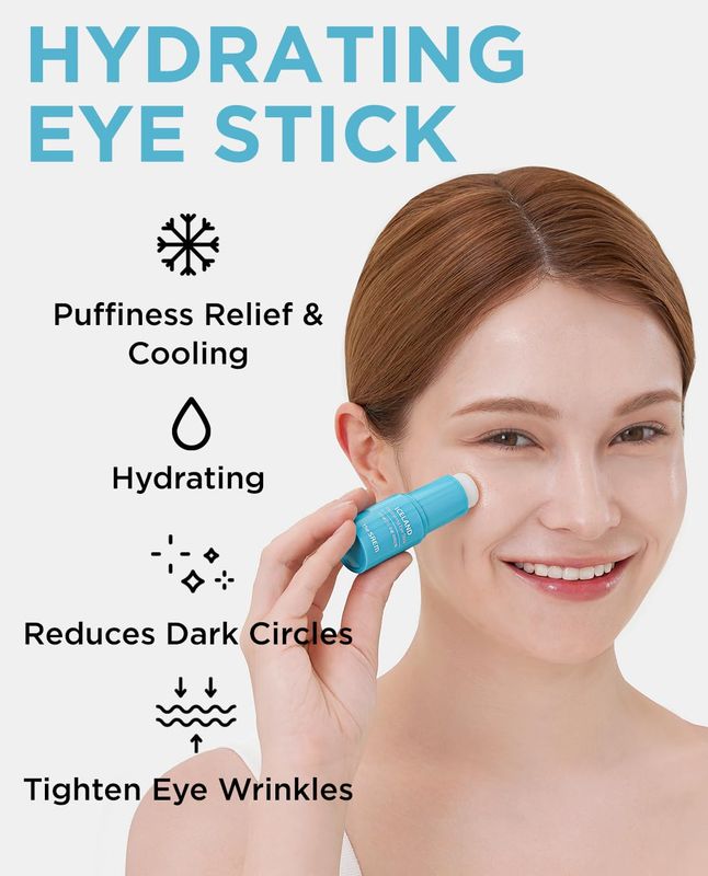 The SAEM Iceland Hydrating Eye Stick 0.24oz - Cooling Eye Balm for Dark Circles and Puffiness - Under Eye Treatment - Reduce Wrinkles and Moisturizing - Minimize Dark &amp; Puffy Eyes - Aqua Scent
