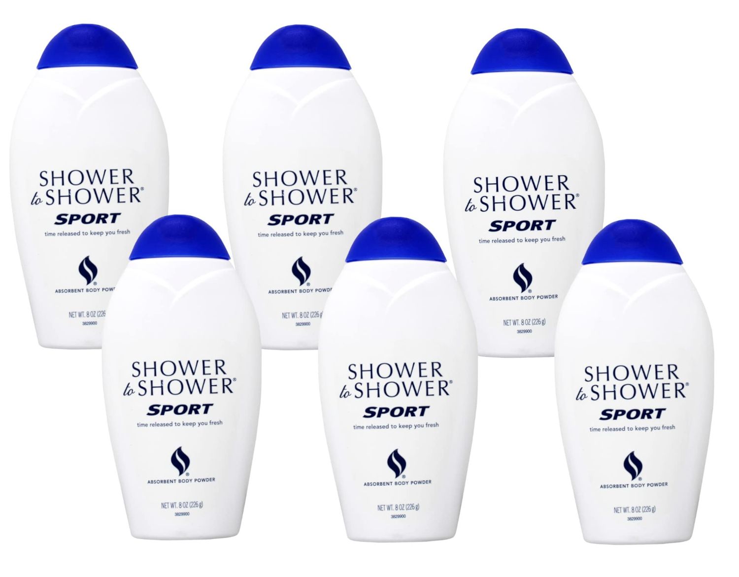 SHOWER TO SHOWER Body Powder Sport 8 oz (Pack of 6)