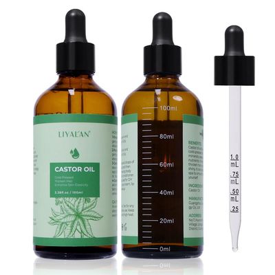 LIYALAN Pure Castor Oil,Cold Pressed, Unrefined,Hair Oil For Thicken Hair Nourish Hair&amp;Scalp, Hair Care Glass Bottle,For Face Body Massage, Carrier Oil,Skin Care,3.38 fl oz