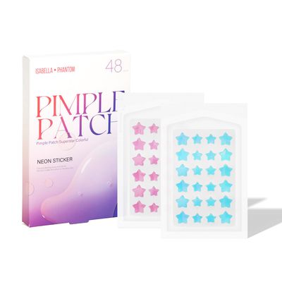 Isabella Phantom Pimple Patch Superstar Colorful Facial Pimple Patch, Hydrocolloid Acne Patch, Cute Star Pimple Patch for Facial Skin Care 2 Colors 24 Pieces Each (Colorful Stars)