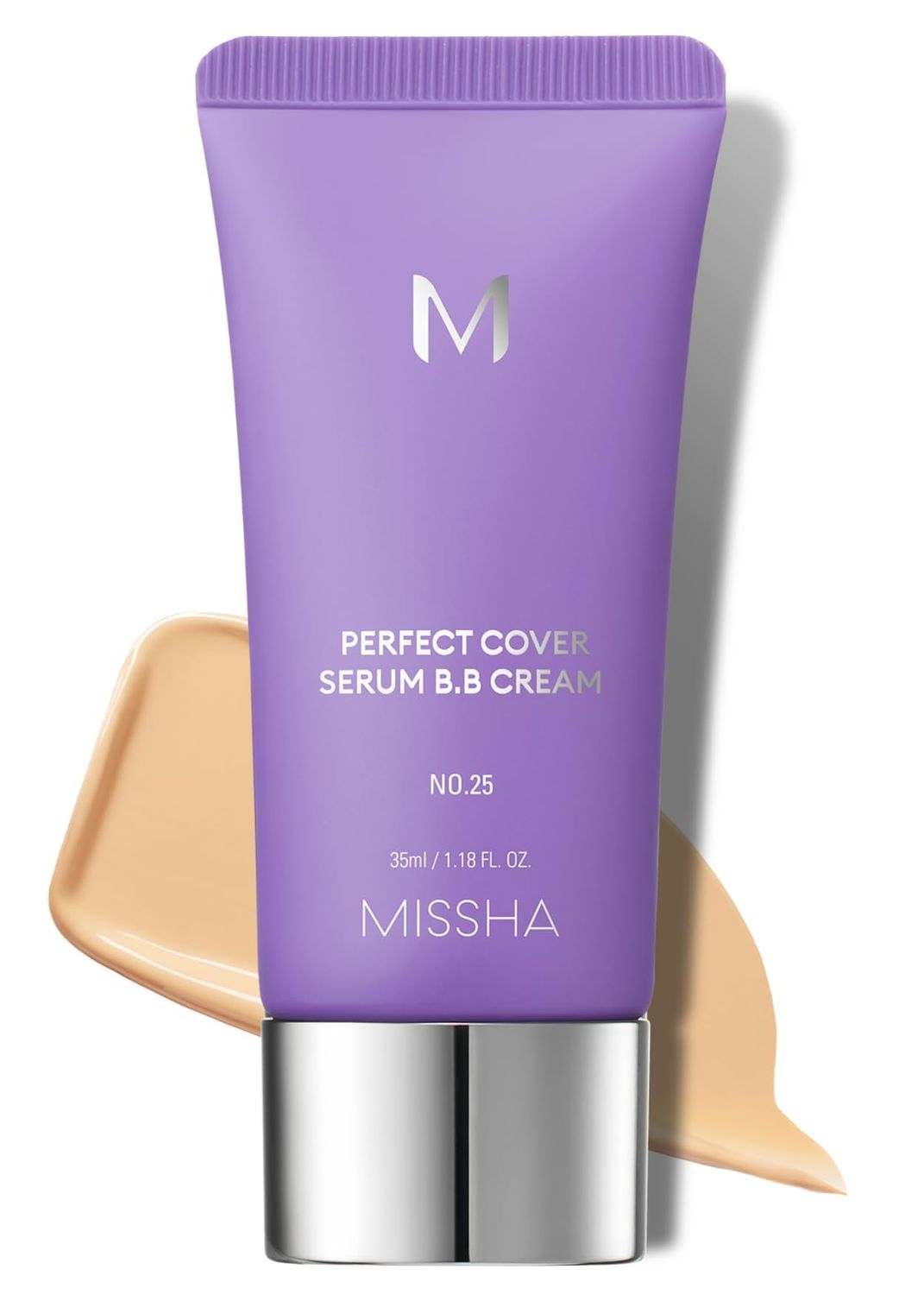 MISSHA M PERFECT COVER SERUM BB CREAM No.25 Warm Beige, Skin Care Foundation Makeup, Tinted Moisturizer, Superfood Complex, Buildable Coverage, Glass Skin, Paraben Free, 1.18 Fl oz
