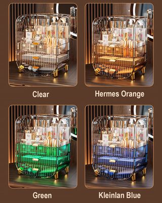 Makeup Organizer, Large Capacity Cosmetics Makeup Organizer for Vanity, Dustproof Waterproof Cosmetics Display Case with Drawers for Skincare, Lipstick, Brushes and Jewelry (Clear)