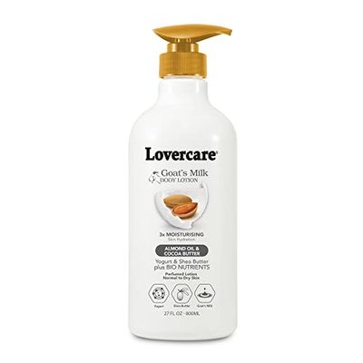 Lovercare Goat Milk Body Lotion for Dry Skin Almond Oil &amp; Cocoa Butter 27.05oz (800ml) - Single