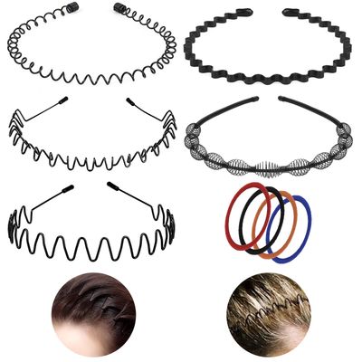 NEW B1919 5Pcs Hair Band, Headbands, 3rd Generation Metal Hair Bands&amp;Headband, Black Headband, Zig Zag Headbands, Headbands for Men, Headbands for Women, Skincare Headband, Headband for Washing Face