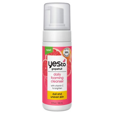 Yes To Grapefruit Daily Foaming Cleanser, Brightening Face Wash That Removes Make Up &amp; Impurities Without Stripping Skin &amp; Leaves You Glowing, With Vitamin C, Natural, Vegan &amp; Cruelty Free, 5 Fl Oz