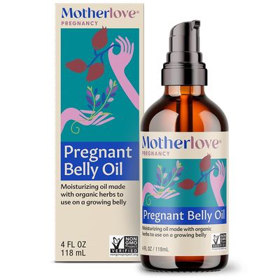 Motherlove Pregnant Belly Oil (4 oz) Natural Moisturizer to Soothe Itchy Skin &amp; Prevent Stretch Marks-Non-GMO, Organic Herbs, Vegan