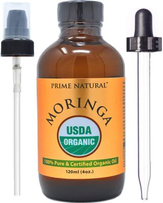 PRIME NATURAL Organic Moringa Oil USDA Certified, 100% Pure, Cold Pressed, Virgin, Unrefined Oil (4oz /120ml) - Joints, Skin, Face, Body &amp; Hair - Vegan - Food Grade - Natural Moisturizer