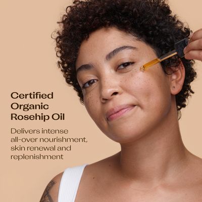 Trilogy Certified Organic Rosehip Oil - Pure Cold-Pressed Rosehip Seed Oil for Scars, Stretch Marks, Fine Lines &amp; Wrinkles - With Omega 3, 6 &amp; 9 for All Skin Types, USDA Certified, 1.52 Ounce